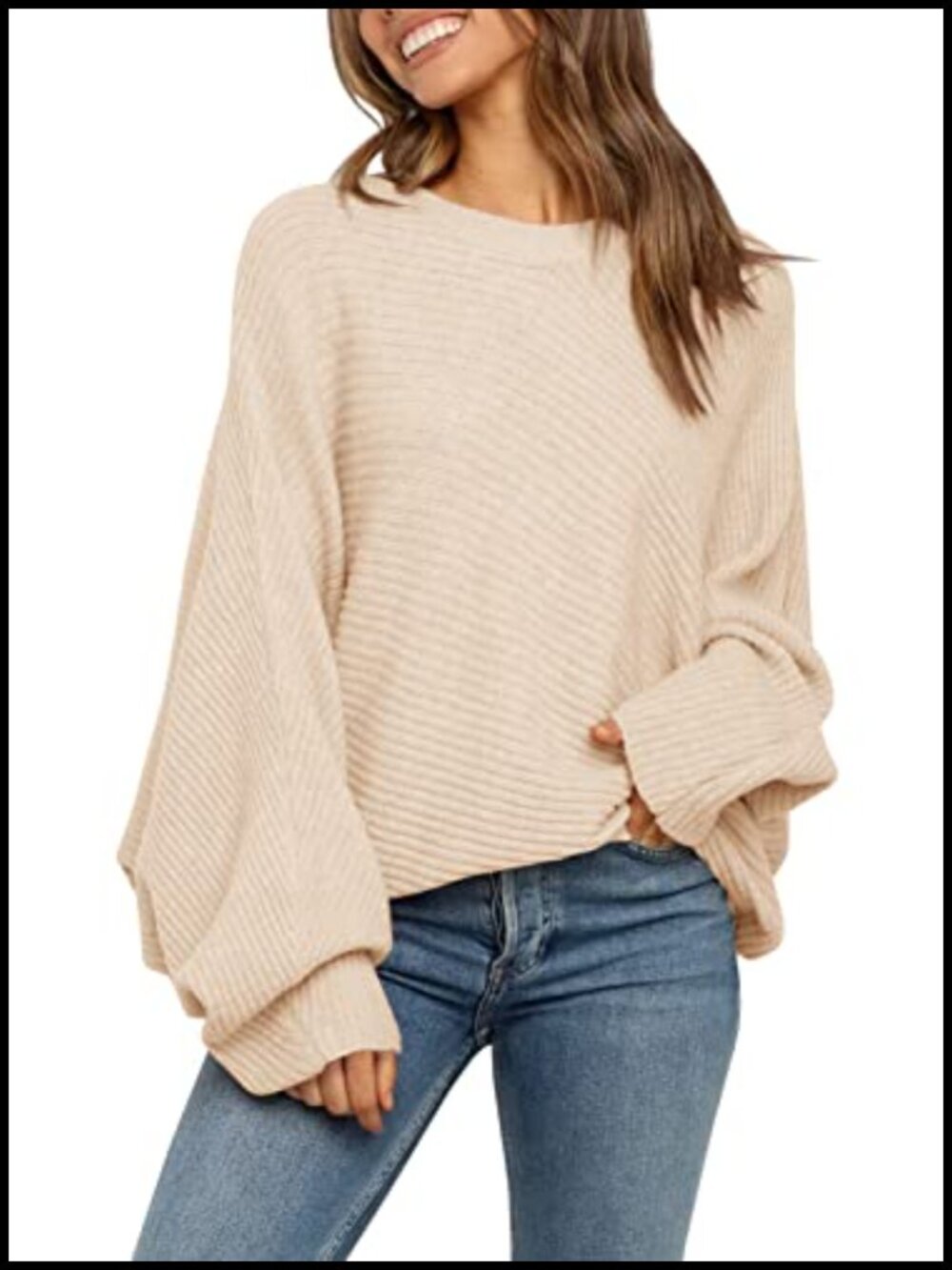 Oversized Slouchy Pullover Sweater for Women Fall Winter Lightweight Knit Jumper
